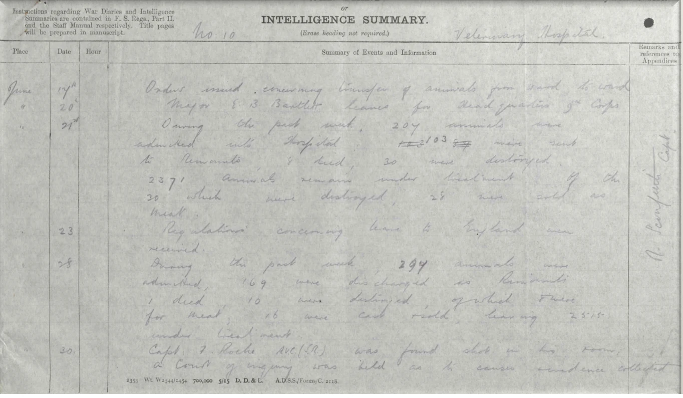 War diary entry