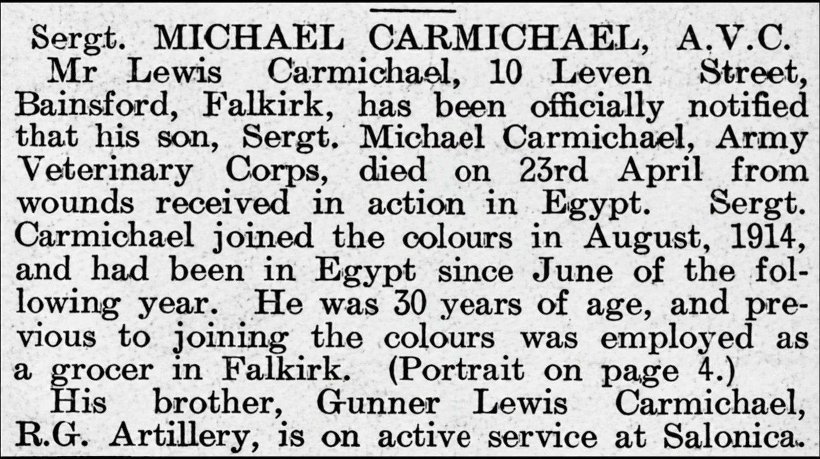 Newspaper death notice. Supplied by Graham Hodgkins; Find a Grave contributor credit: Edenblue. Publication and issue date unestablished.